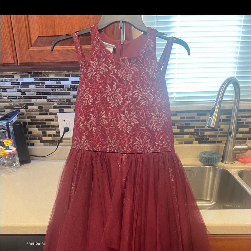 Bonnie Jean Burgundy Formal Kids Dress size 16 1/2